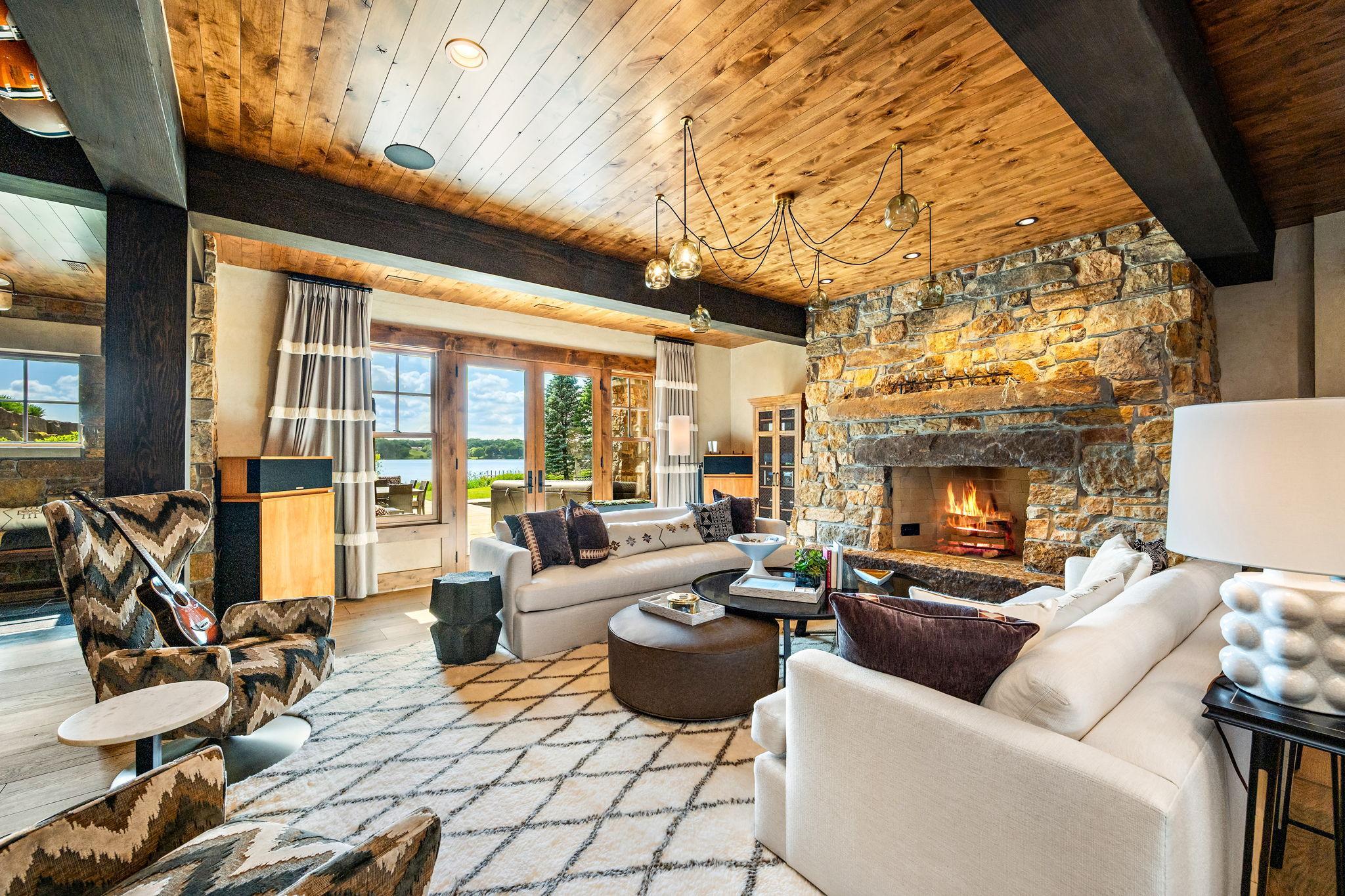 Lower level family room with lake view