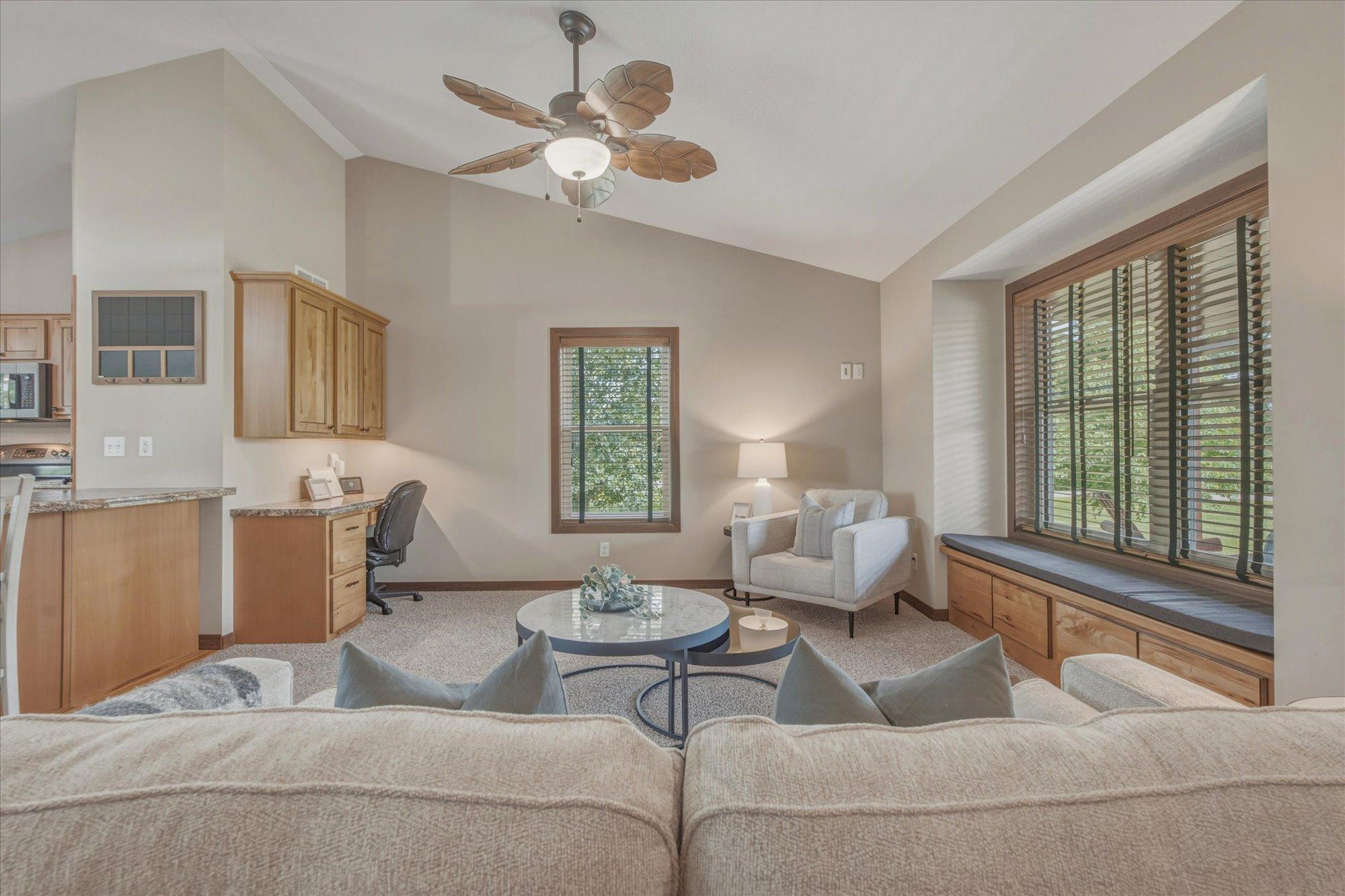 Vaulted Ceiling in Open Living Room
