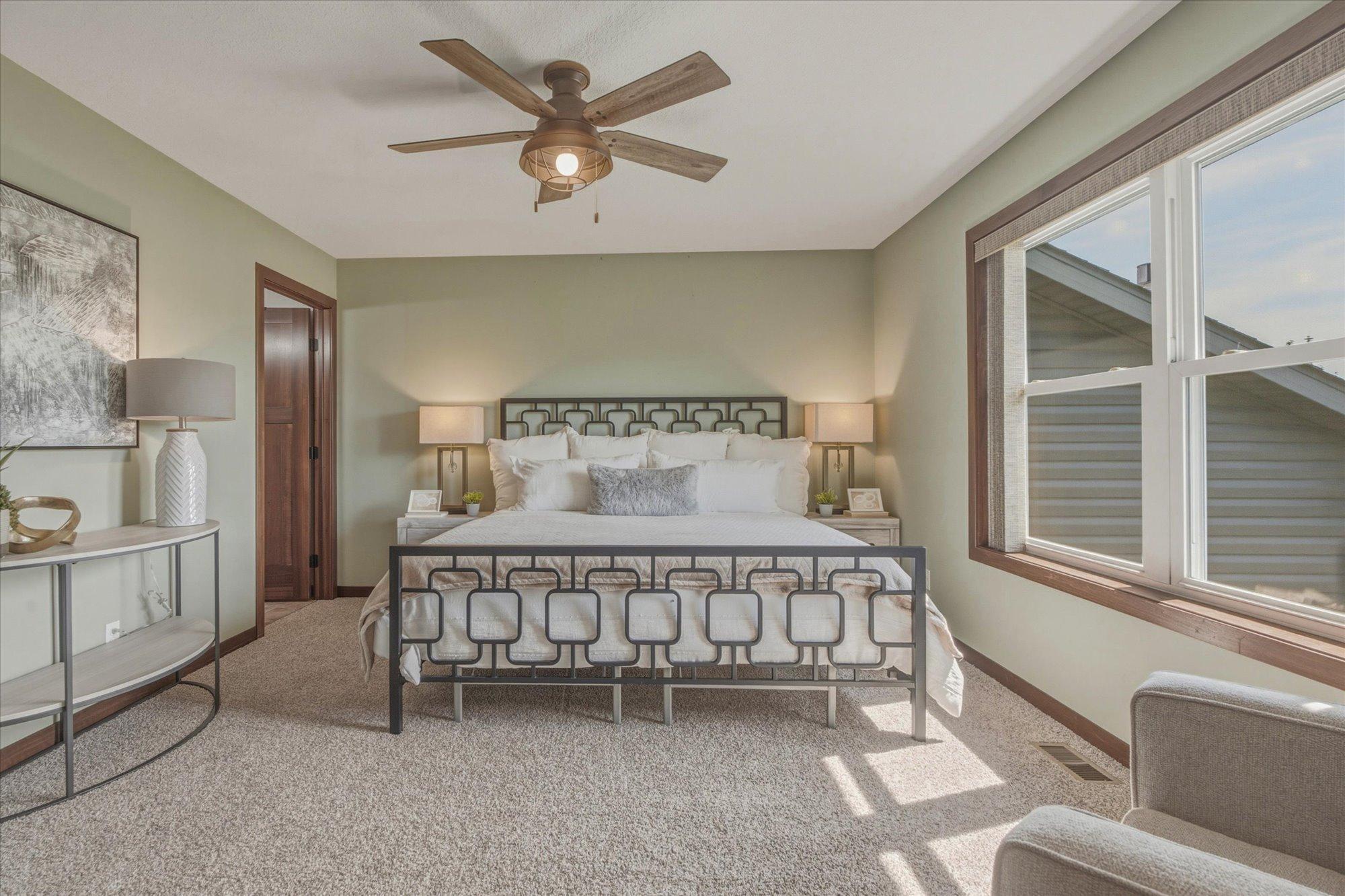 Large, lovely, primary bedroom, with large walk in closet and private ensuite