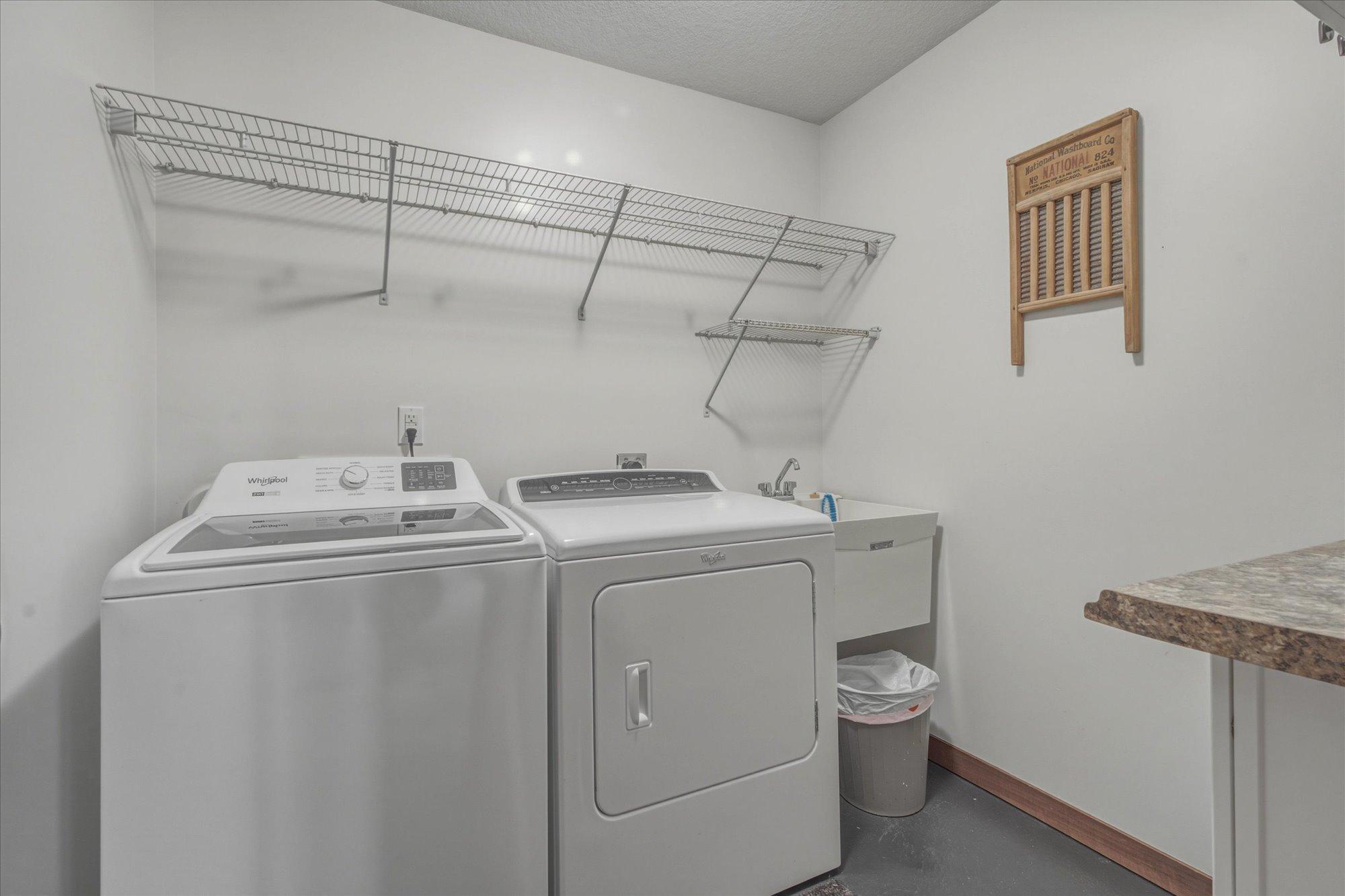 Nice sized laundry, with space for washing, sorting, storing what you need