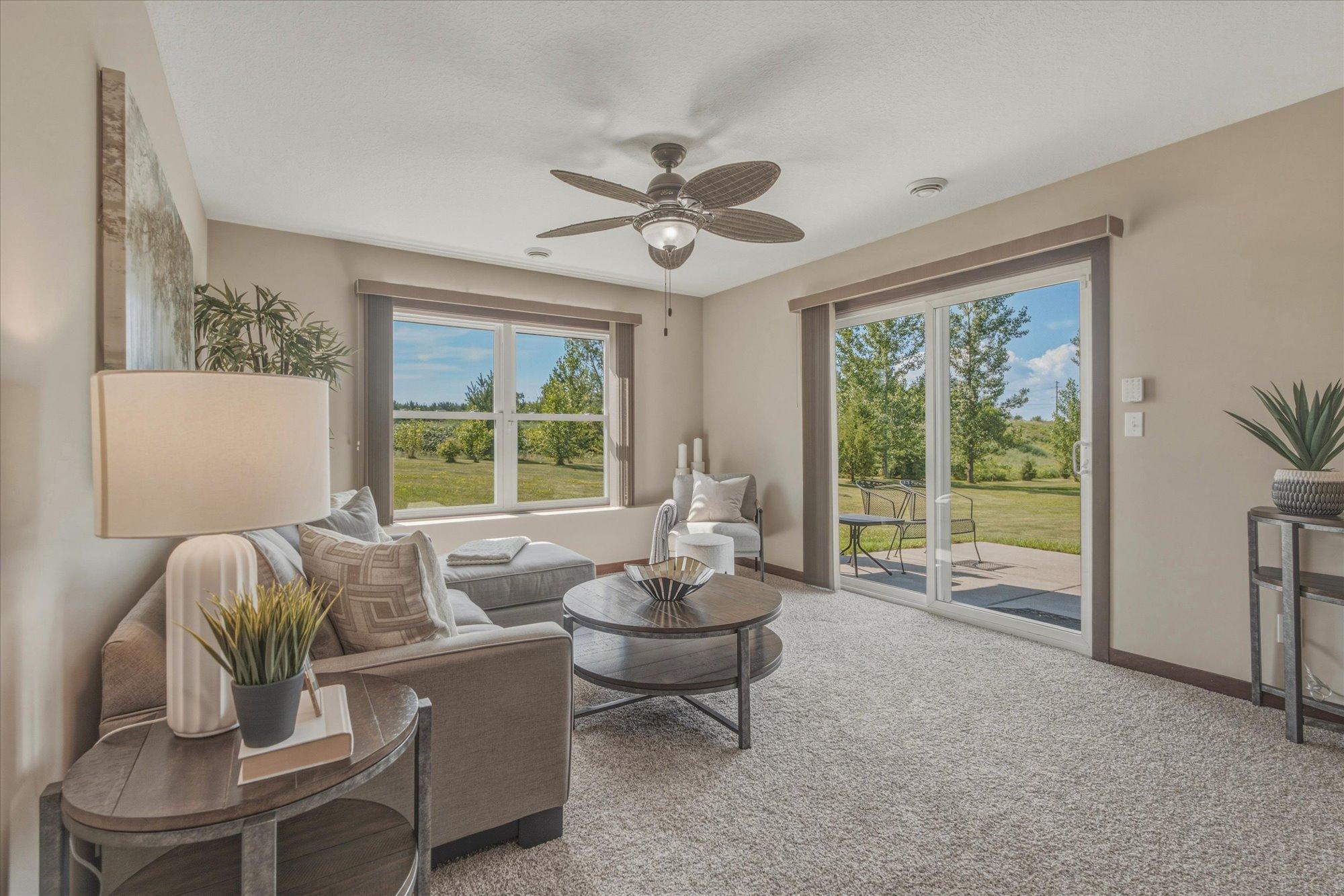 So much light in the lower family room - what great space!