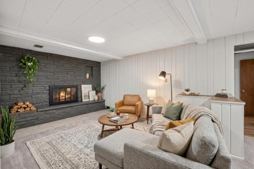 Lower level: family room (virtually staged)