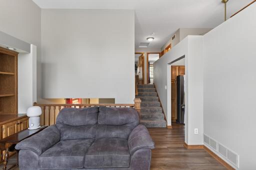 View of living room to upper level living