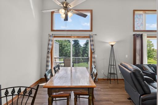 View from kitchen to dining room and deck
