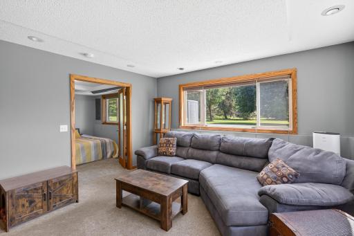 Lower level family room with view to bedroom