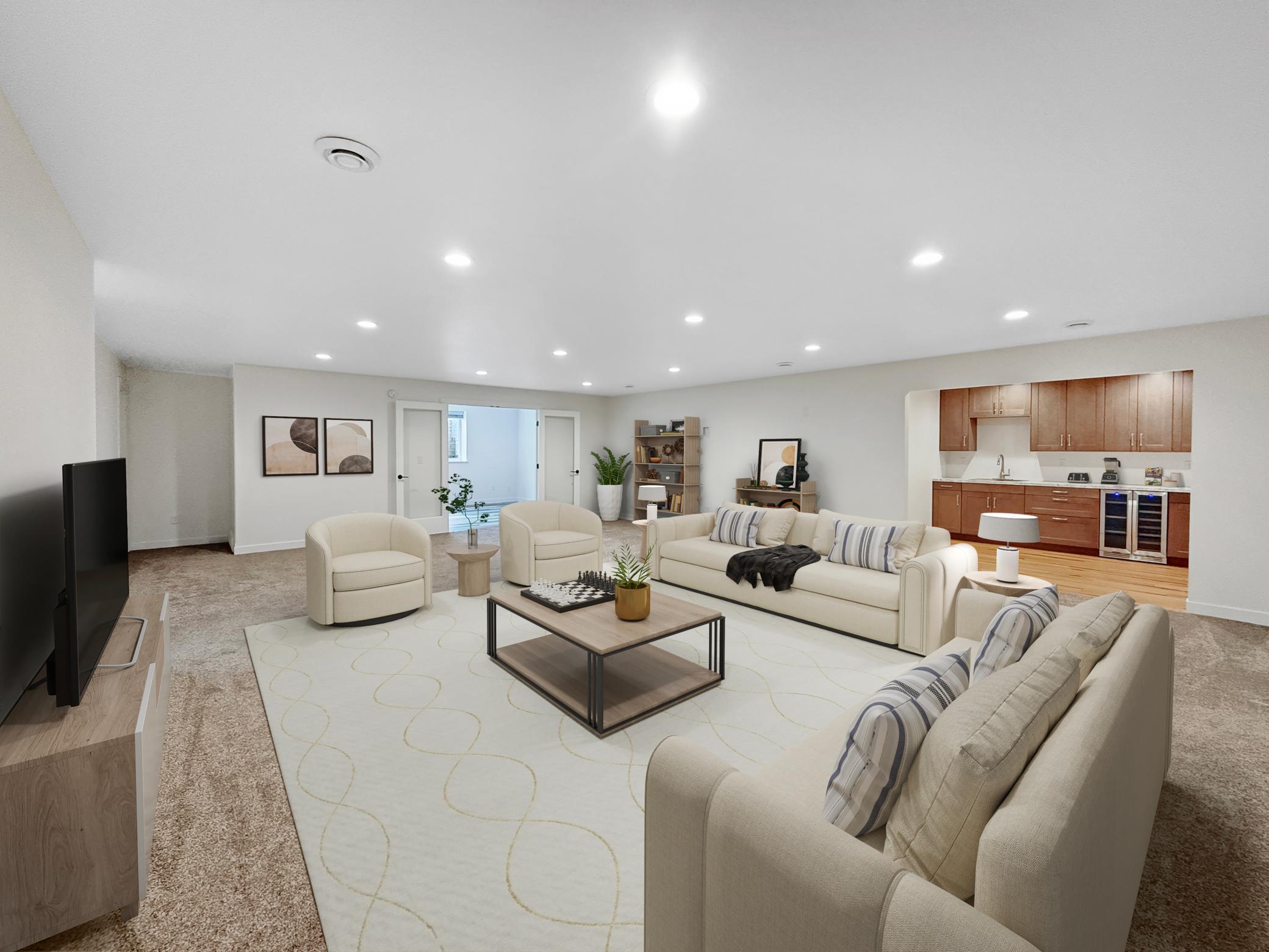 Virtually Staged- Basement Family Room
