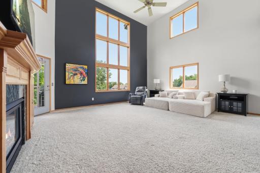 Centered around a cozy fireplace for added warmth and a cozy ambiance.