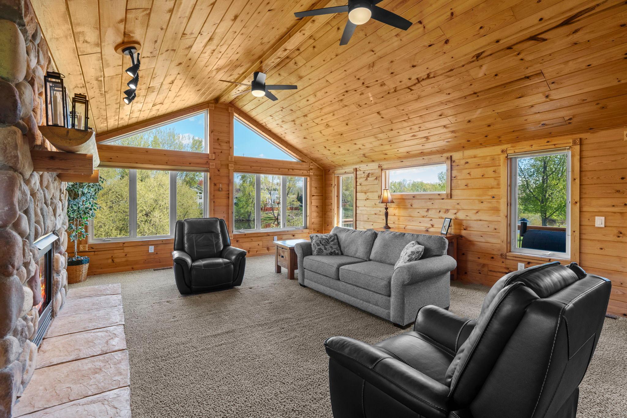 Beautiful windows & knotty pine tongue and groove