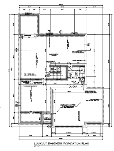 Lower Level Floor Plan (Unfinished with Lookout Windows)