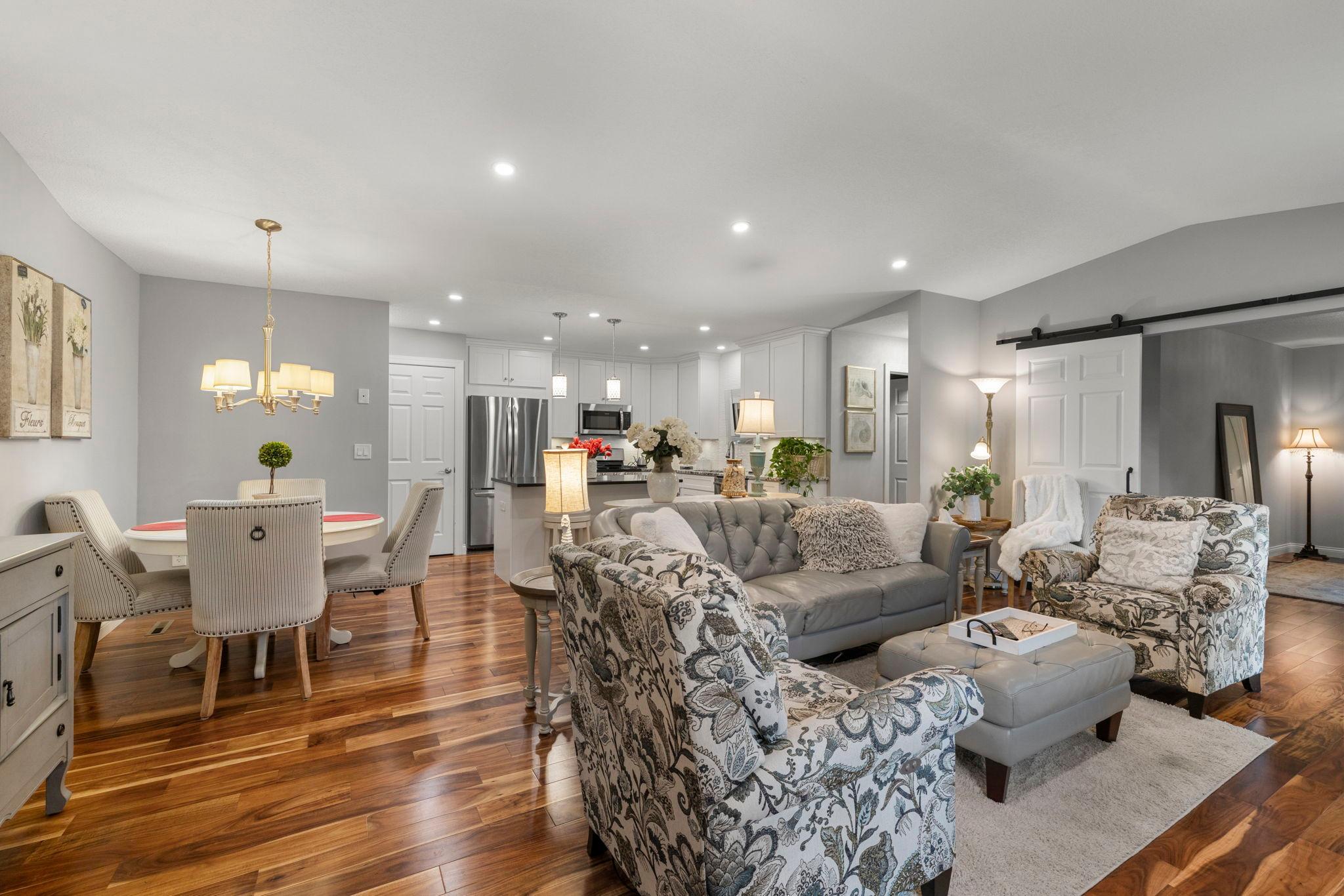 Open concept real wood flooring
