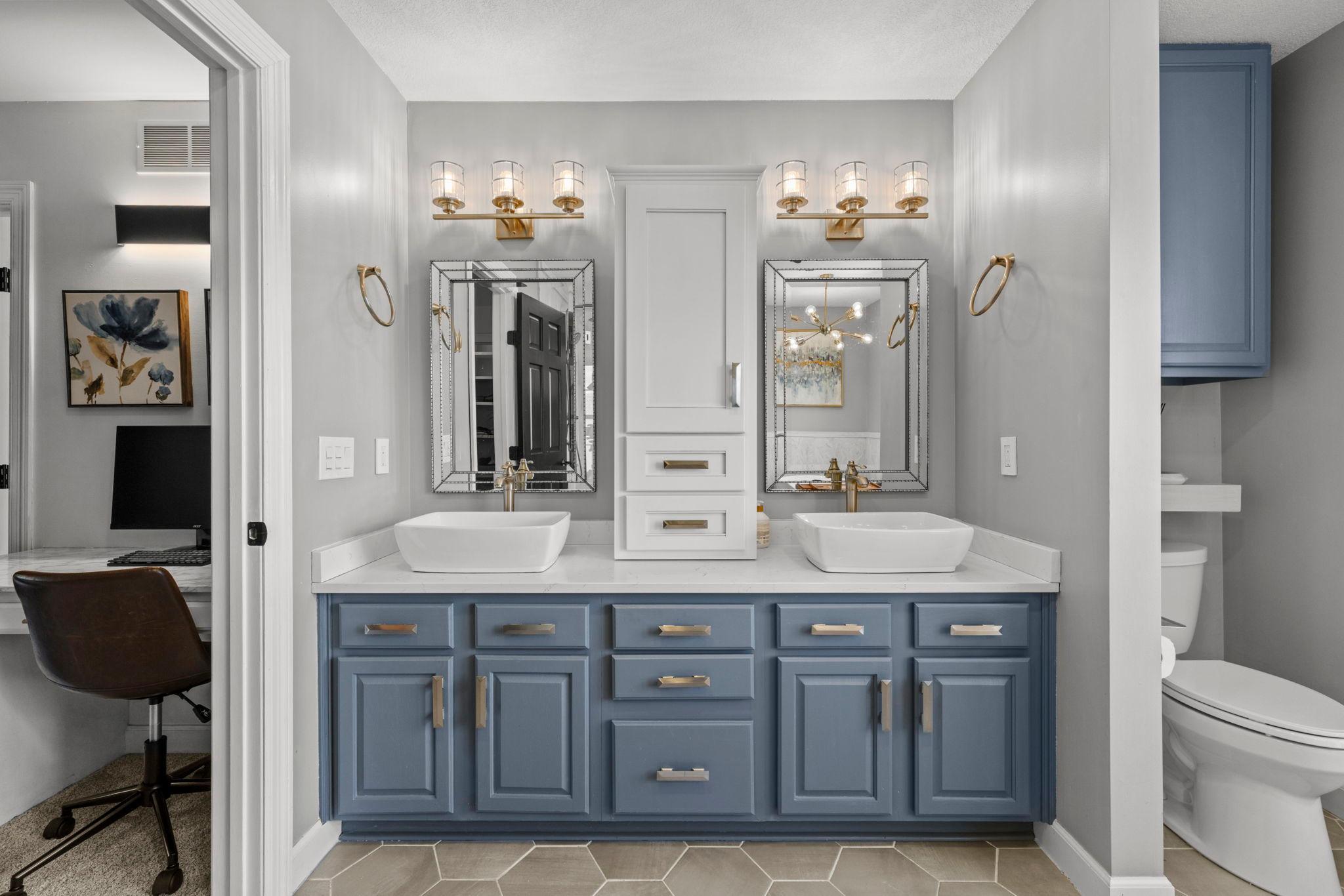 Primary bathroom dual sinks