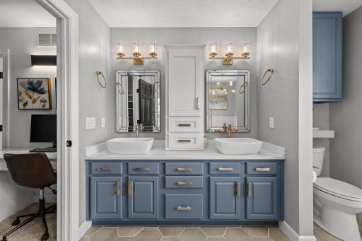 Primary bathroom dual sinks
