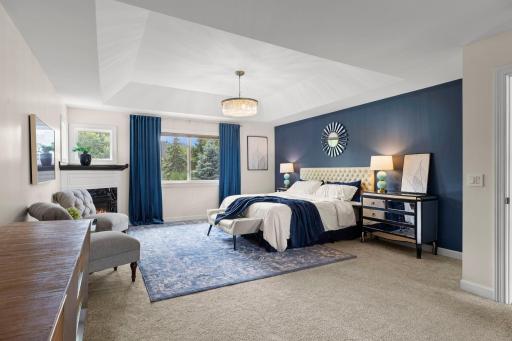Primary bedroom with box vault ceiling