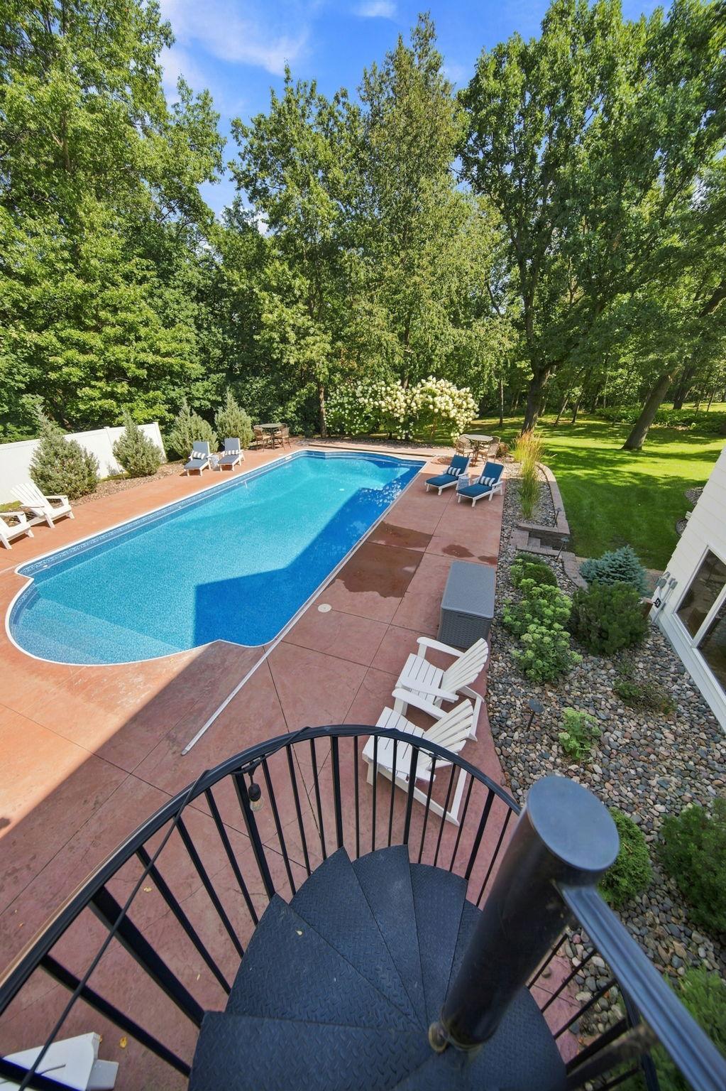 Custom pool with wide steps and unique shape