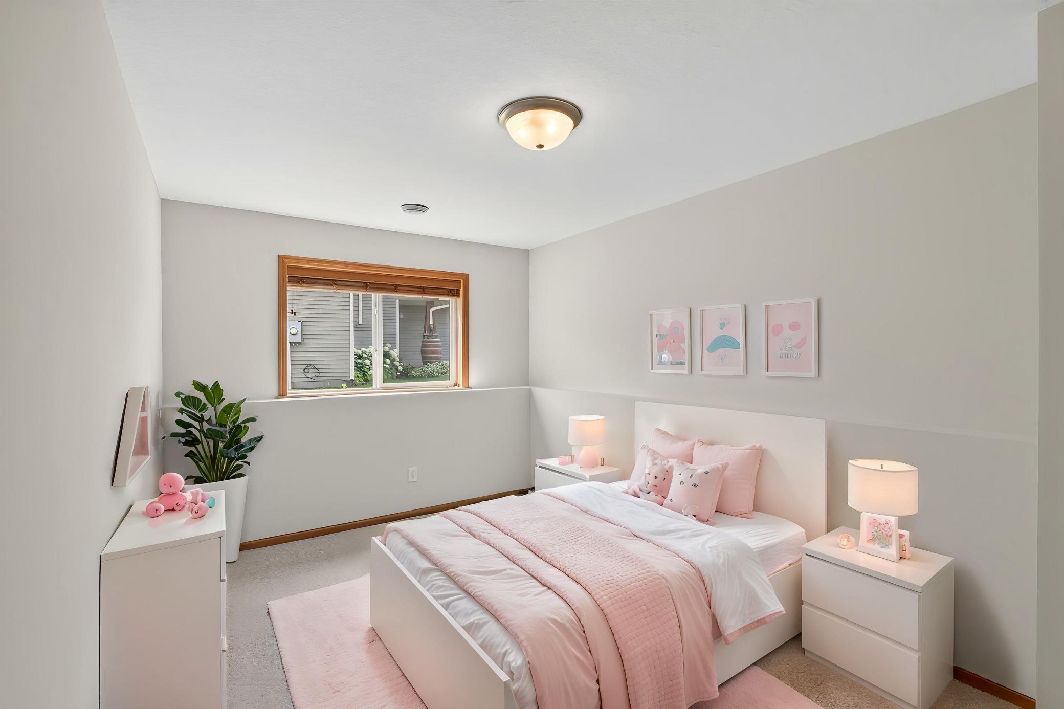 Lower level bedroom with full look out windows.