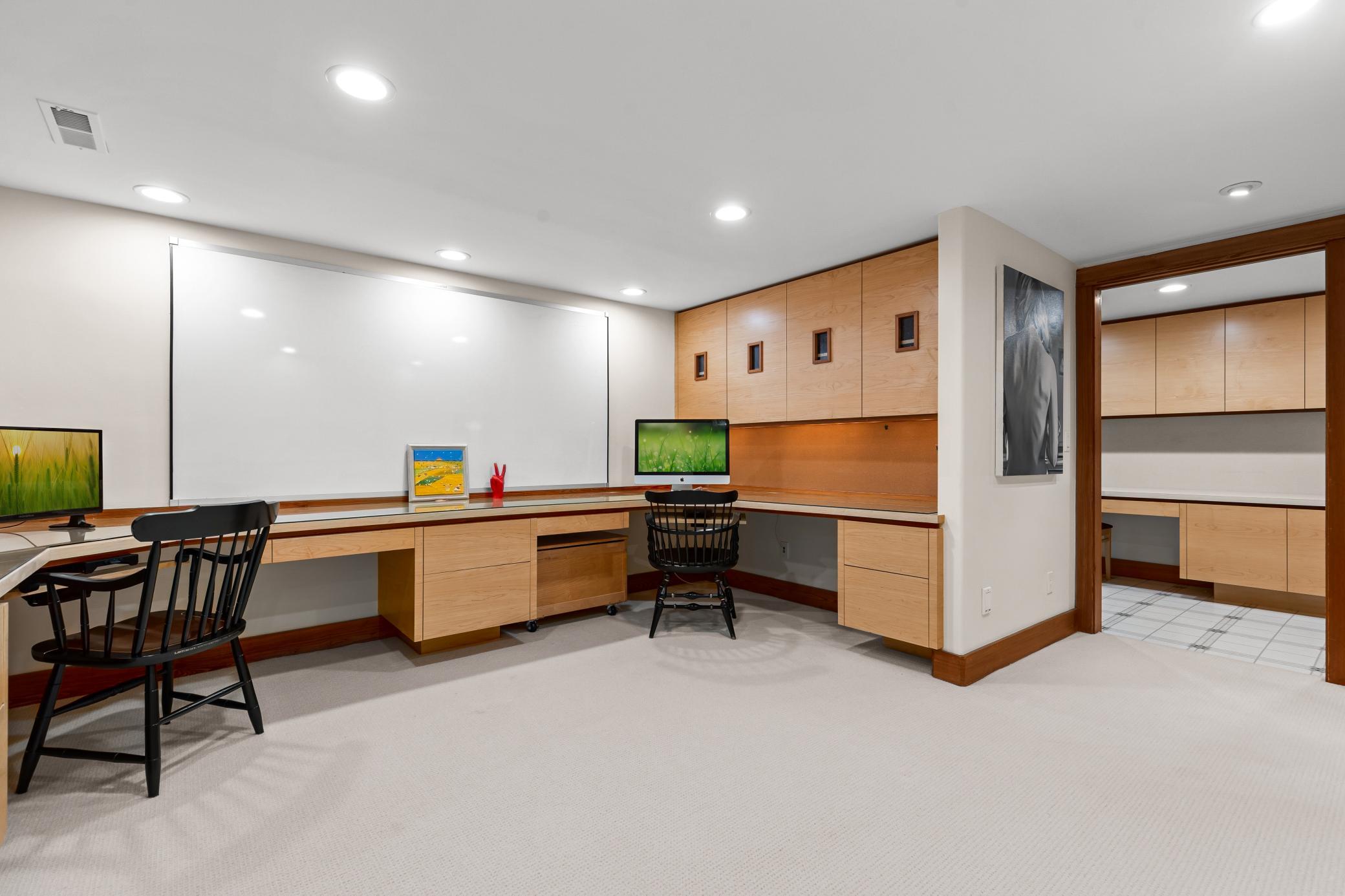 Large flex study space and lower level laundry entrance
