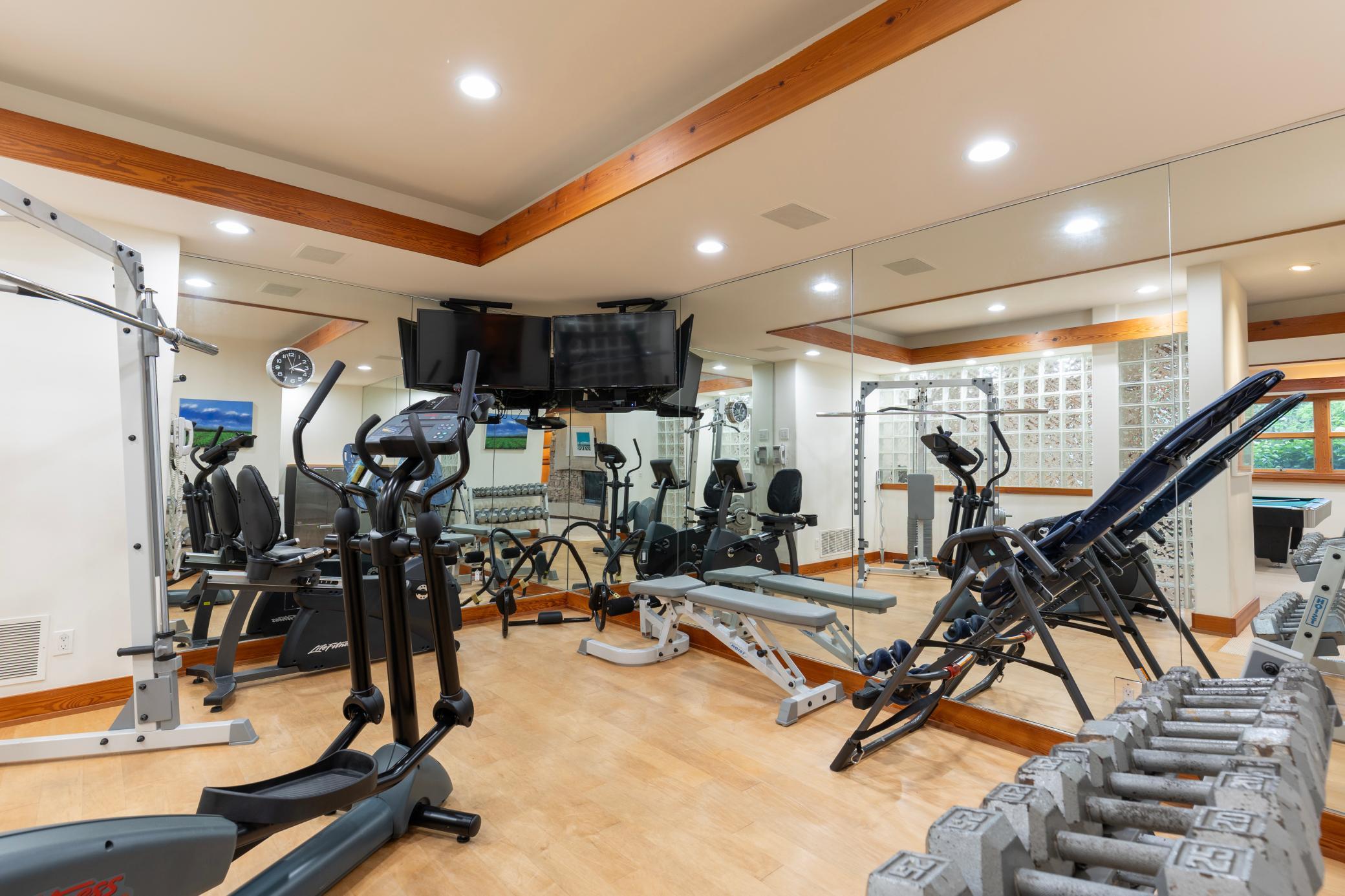 Perfect space in the lower level for a work out - adjacent to the family room