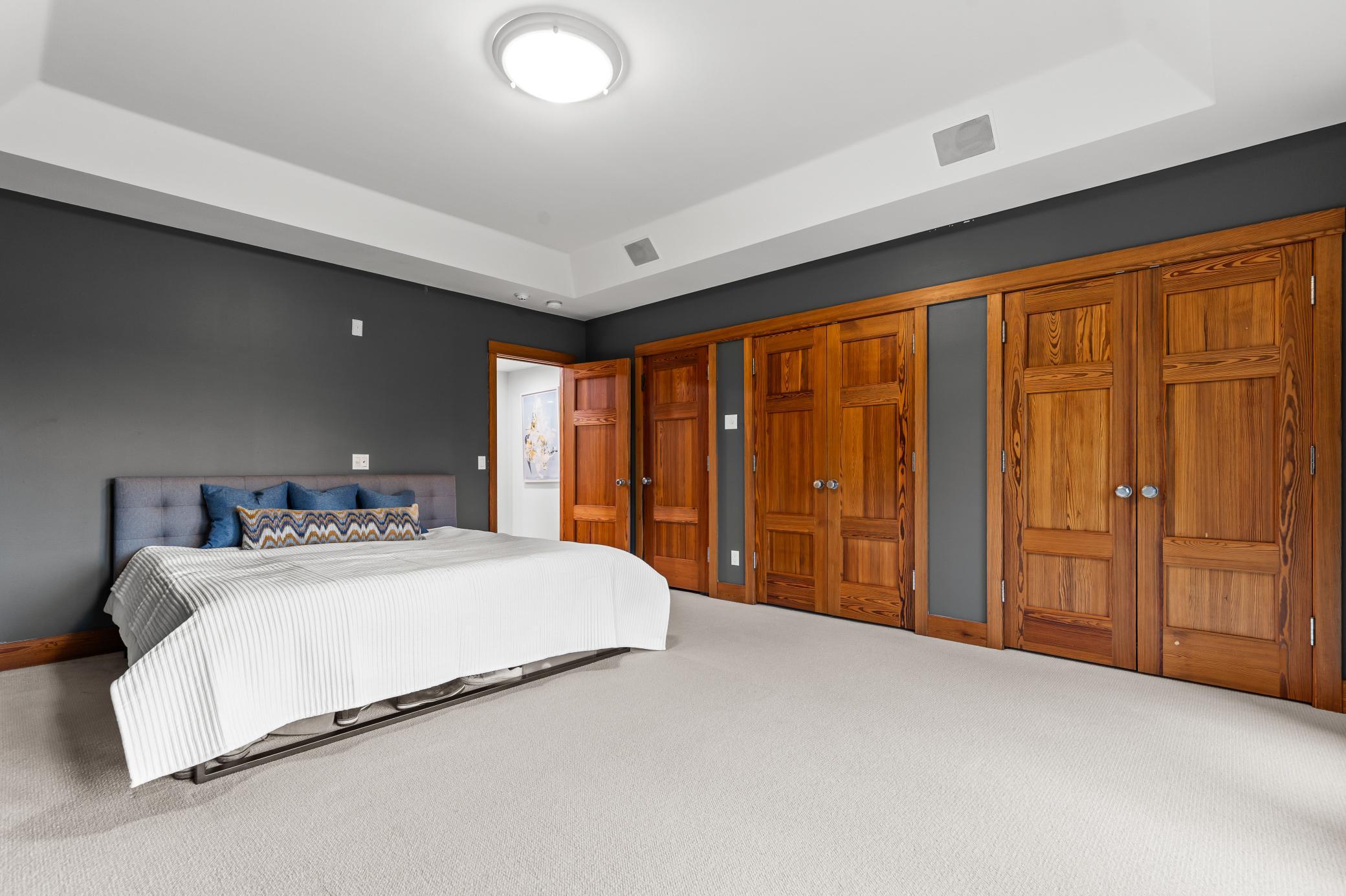 Lower level second bedroom oversized closets and storage