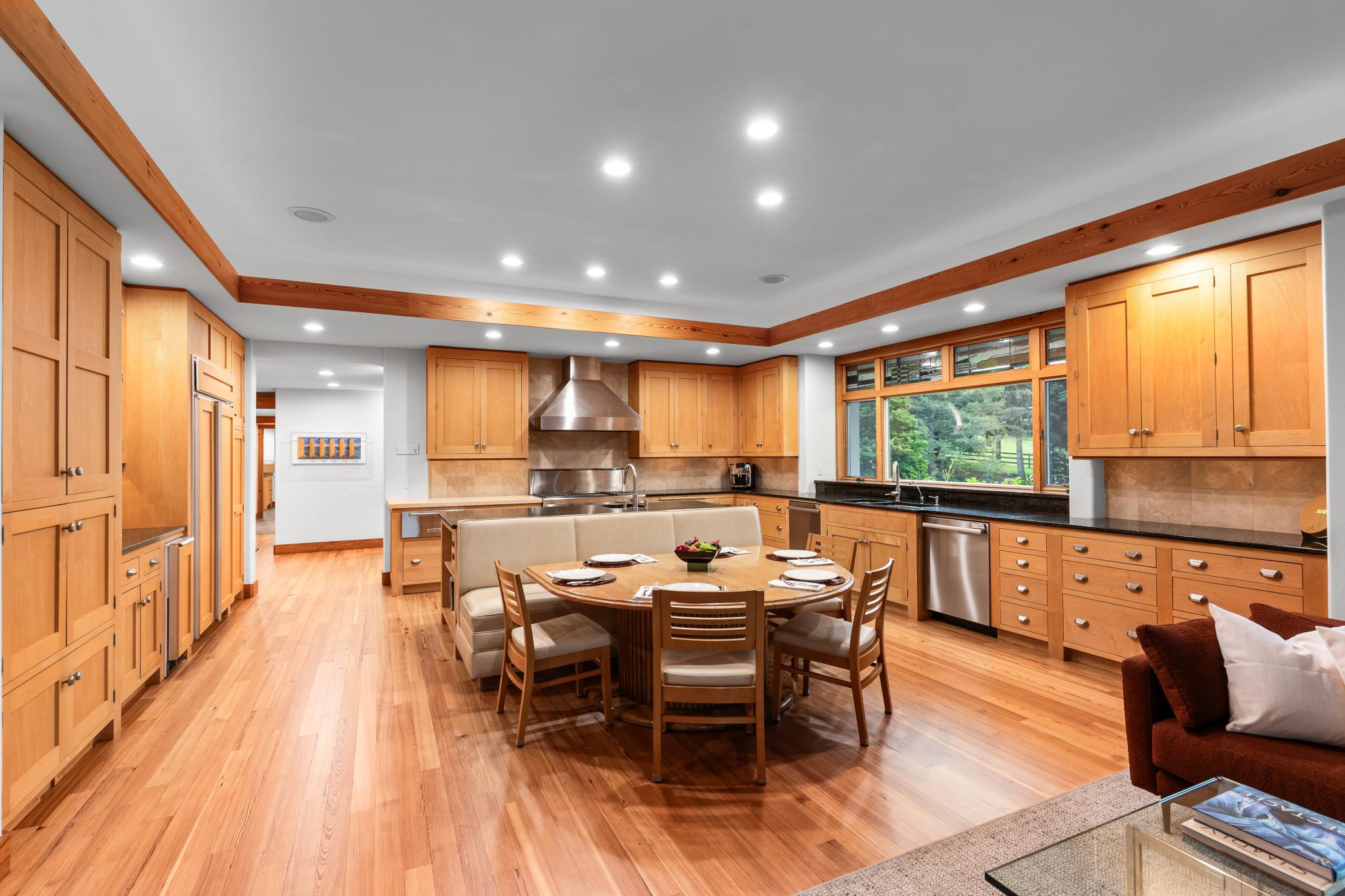 Substantial cabinetry and built-in casual dining banquette
