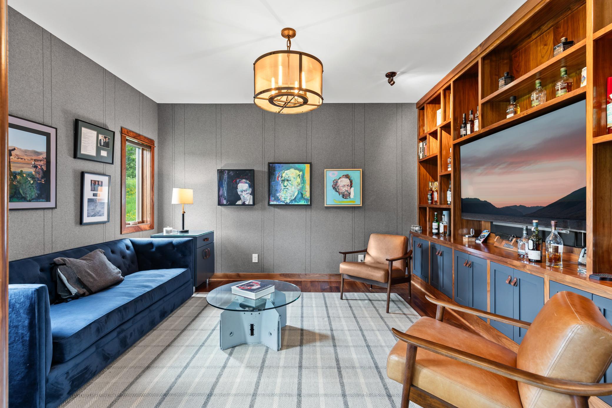 Living room/study/bar offers an easy retreat