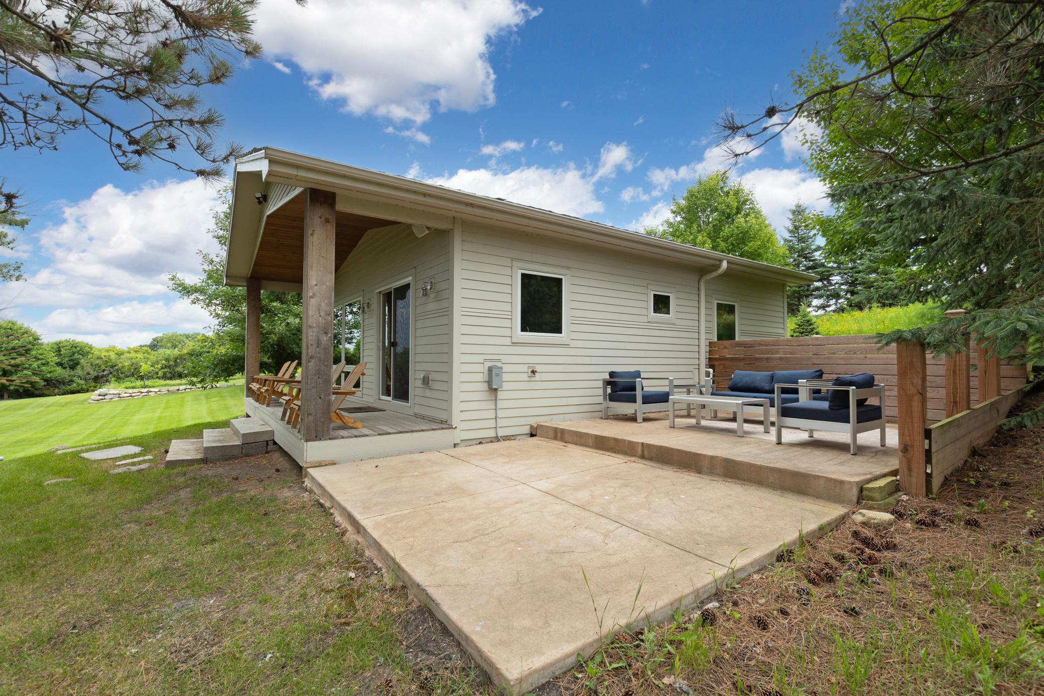 Patio and terrace for outdoor dining or relaxing up at the guest house