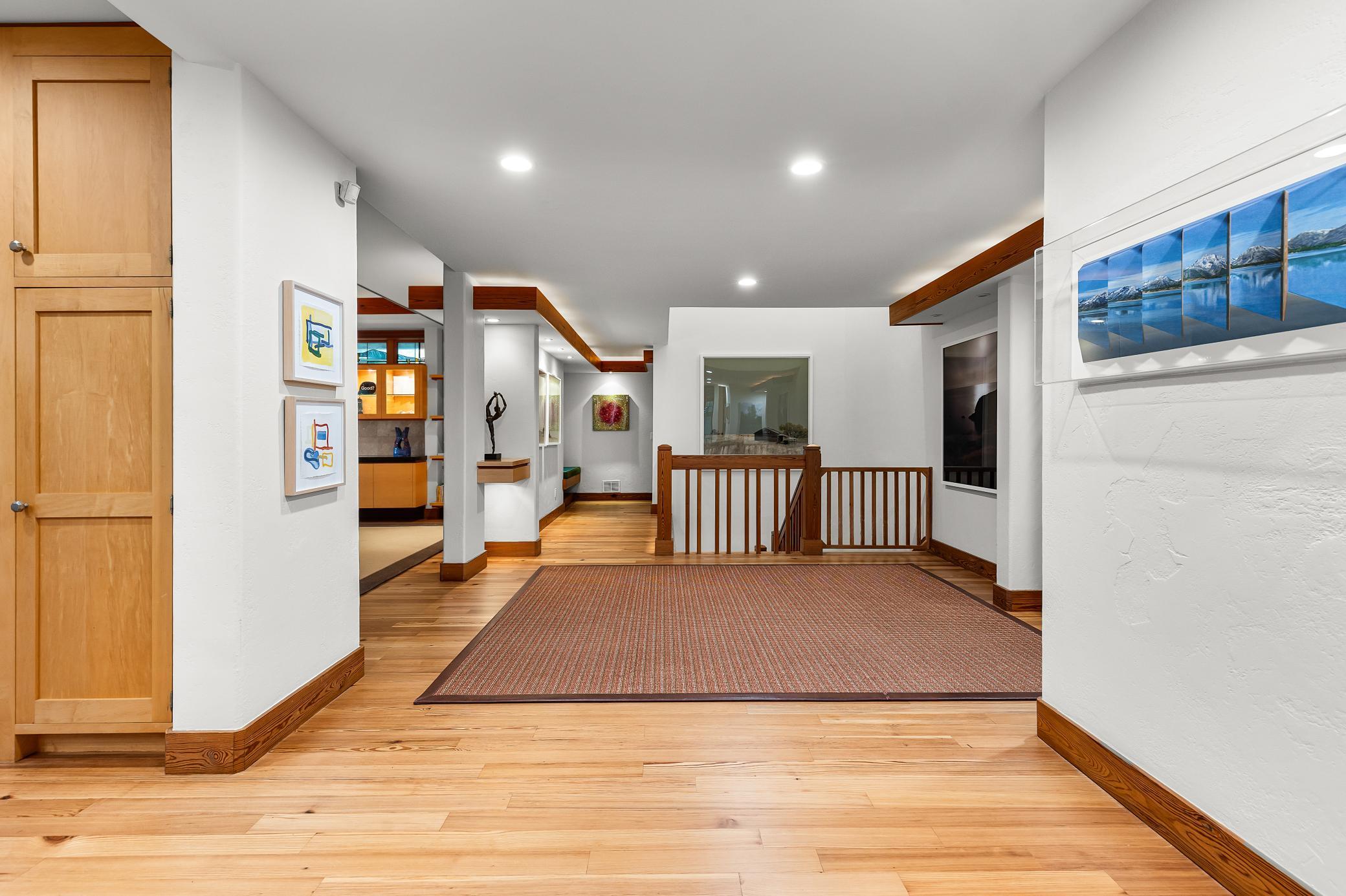 Textured walls and rounded corners add architectural dimension throughout the property