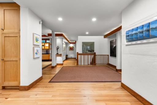 Textured walls and rounded corners add architectural dimension throughout the property