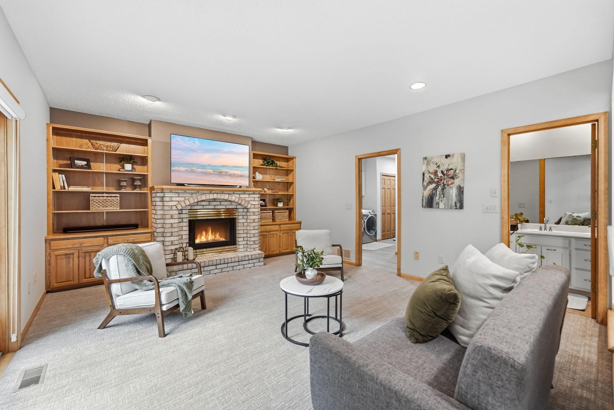 Cozy fireplace for cool fall evenings.