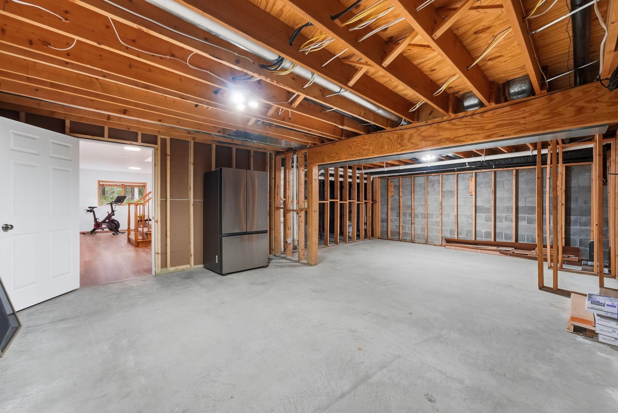 Lower level unfinished space.