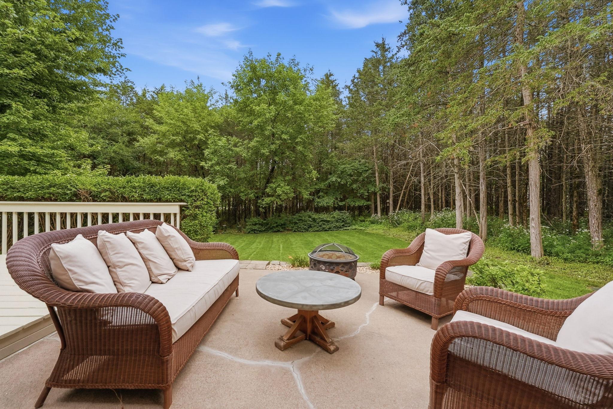 Enjoy morning coffee and evening gatherings.