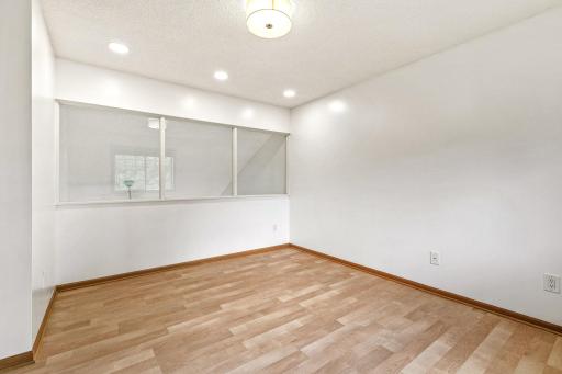 Bedroom #3, was originally an open loft but enclosed with glass for added safety and sound control. This bedroom is perfect for a home office or whatever your lifestyle needs may be.