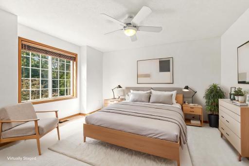 Virtually furnished bedroom #2 that lends scale to the space this room offers and ideas for furniture placement.