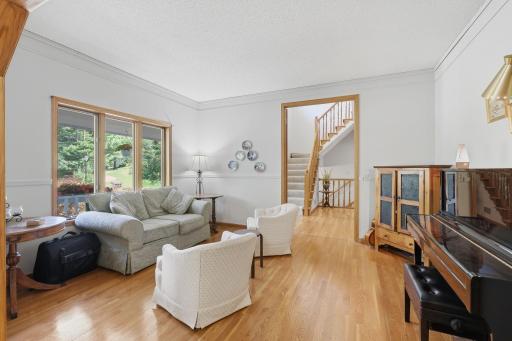 Living room opens through French glass doors