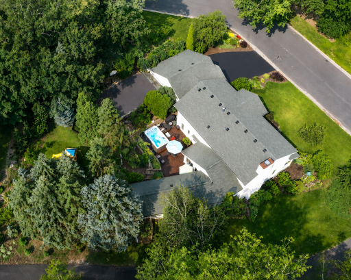 Deck, sports court and large deck with swim spa
