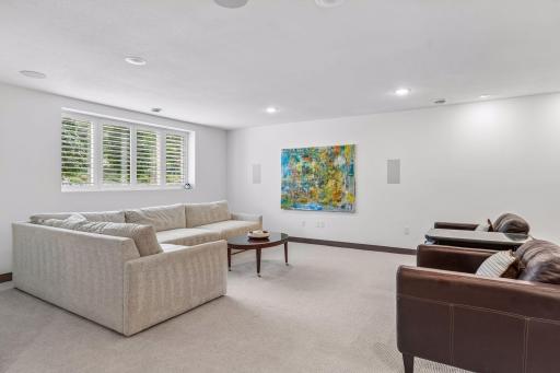 Finished lower level family room, with large egress windows.