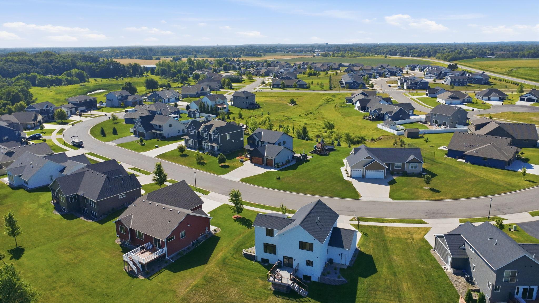 Third aerial shot of neighborhood
