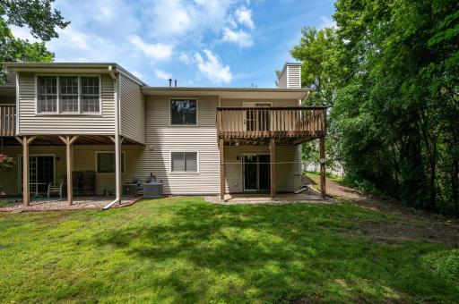 staggered, no windows adjacent to deck for privacy