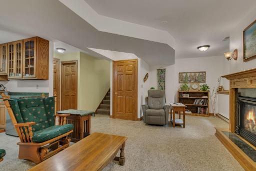 Lower Level overview - family room, 3/4 bathroom and Kitchenette (listed as "other" in measurements on listing)