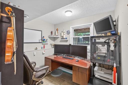 Lower level nook is perfect for a home office, workout space, crafting, and more!