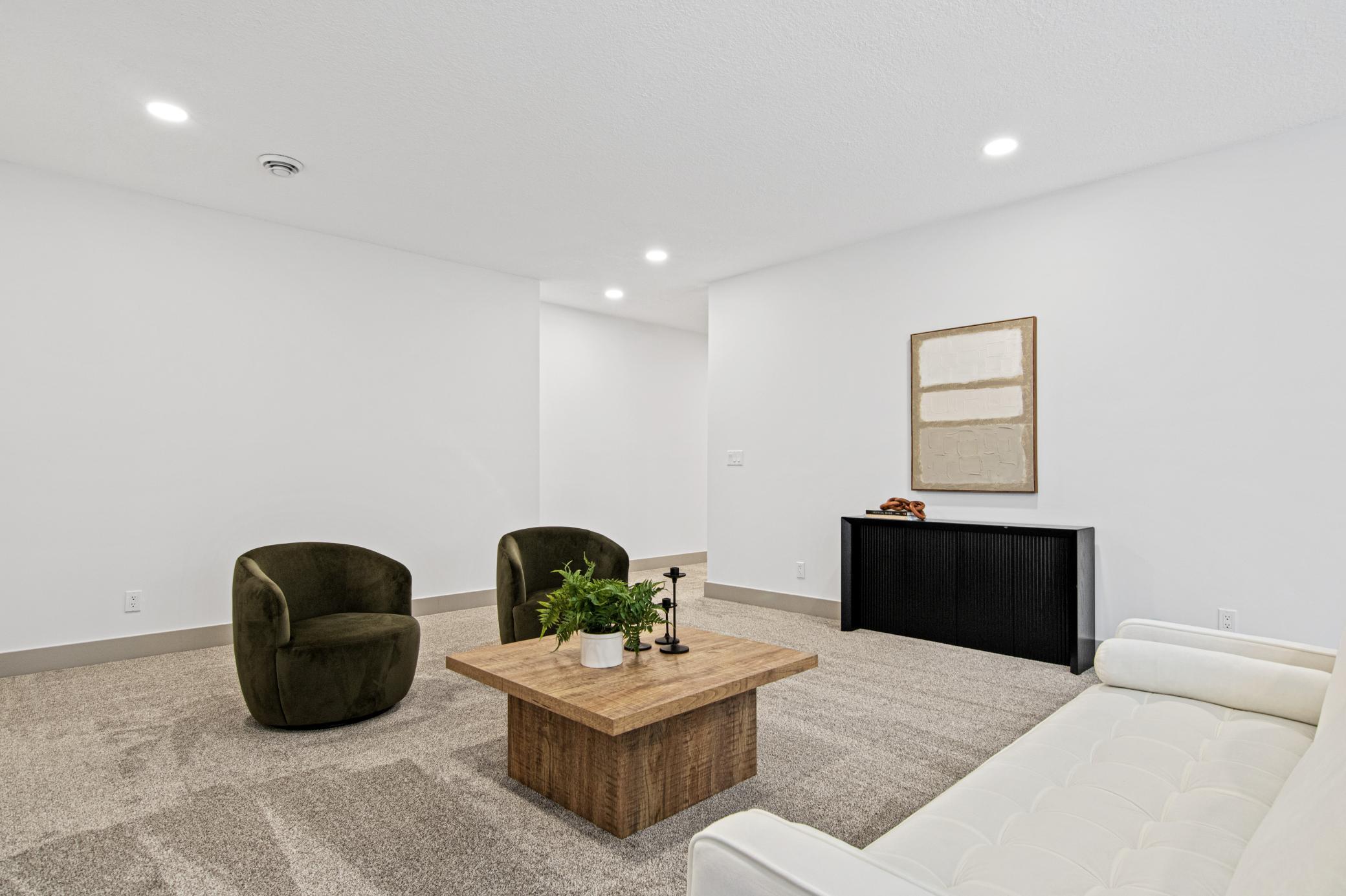 Large lower-level living area adapts to your needs