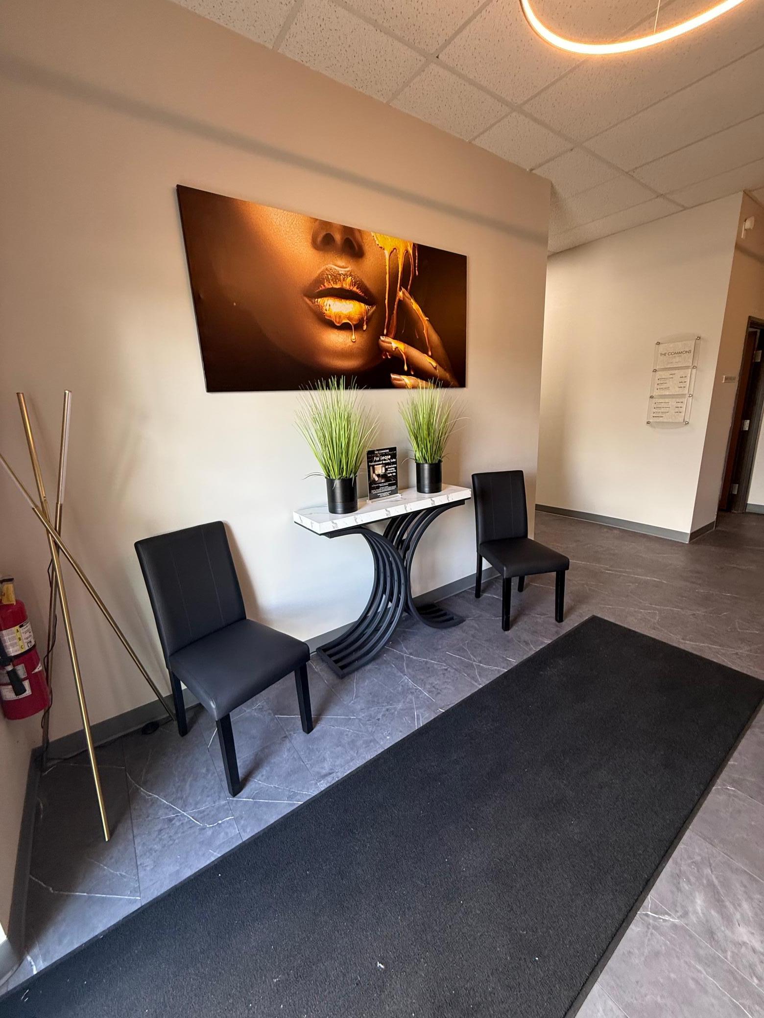 Luxurious, Spa-like entrance to Salon Suites