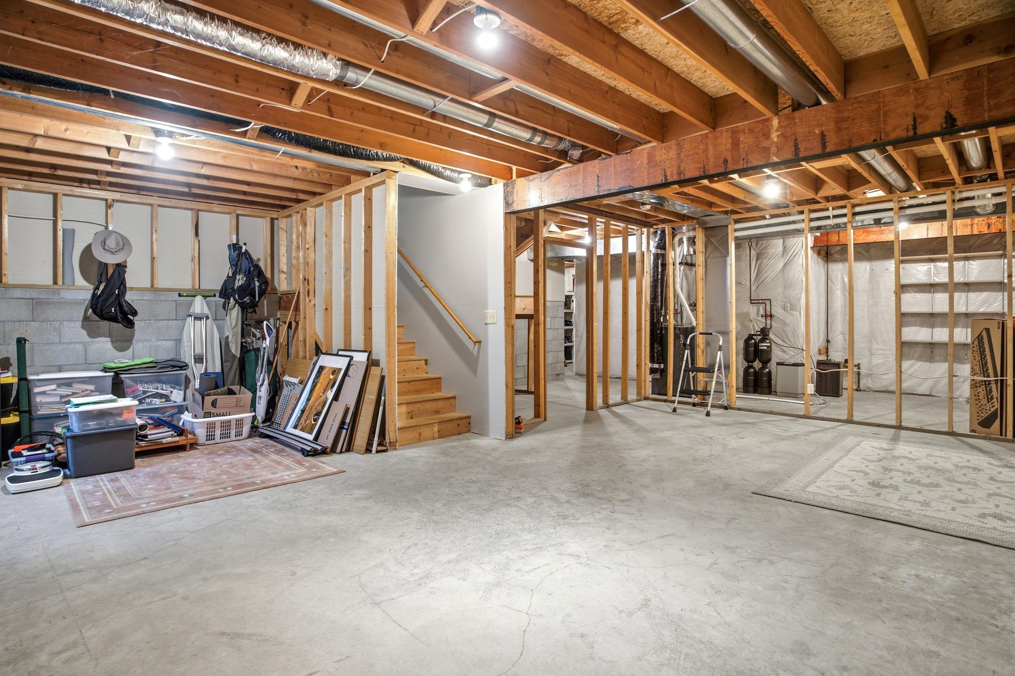 Unfinished basement with endless possibilities