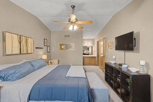 Large master bedroom with walk in closet! (AI enhanced picture)
