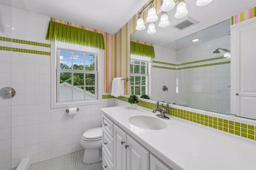 Upper level updated second bathroom.