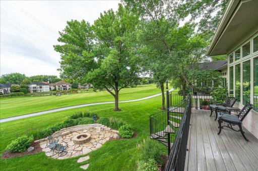 Maintenance free decking and staircase leads to your private firepit