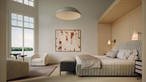Your luxury primary sanctuary. Wake up daily to lake views