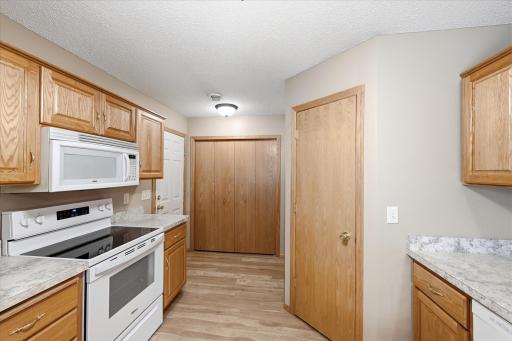 Pantry storage keeps everything organized and within reach.