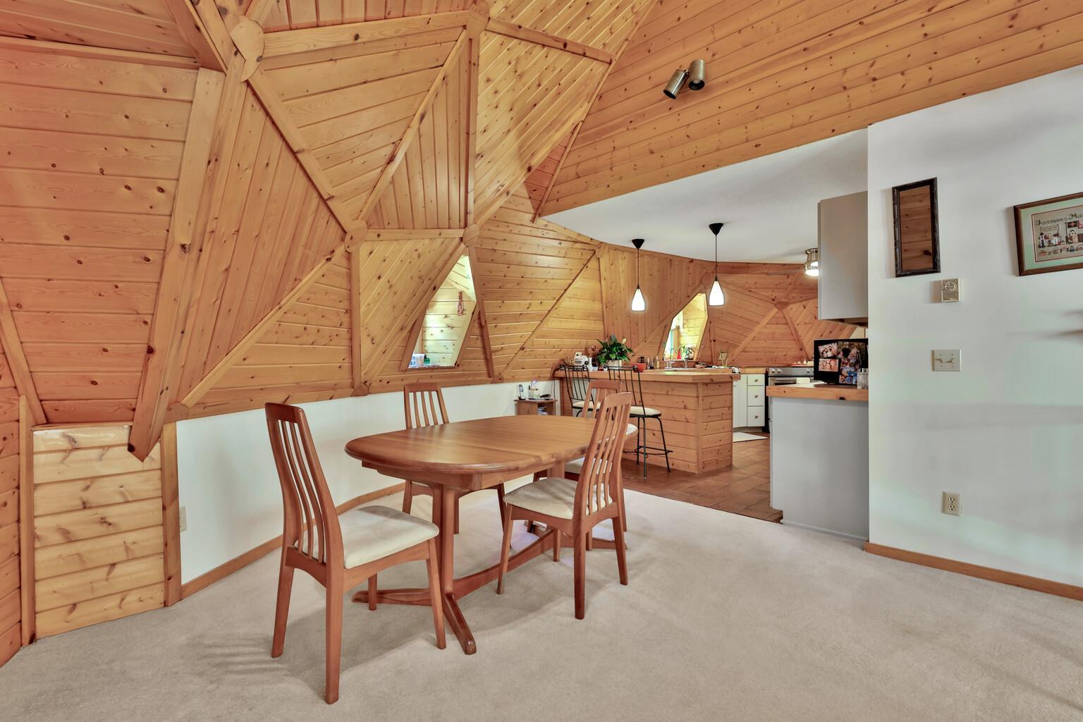 The dining area has room for a large table when celebrating the holidays.