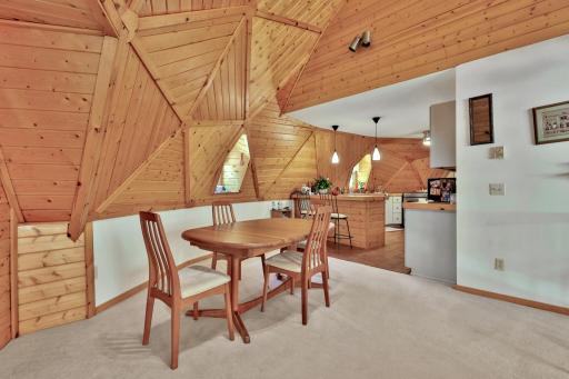 The dining area has room for a large table when celebrating the holidays.