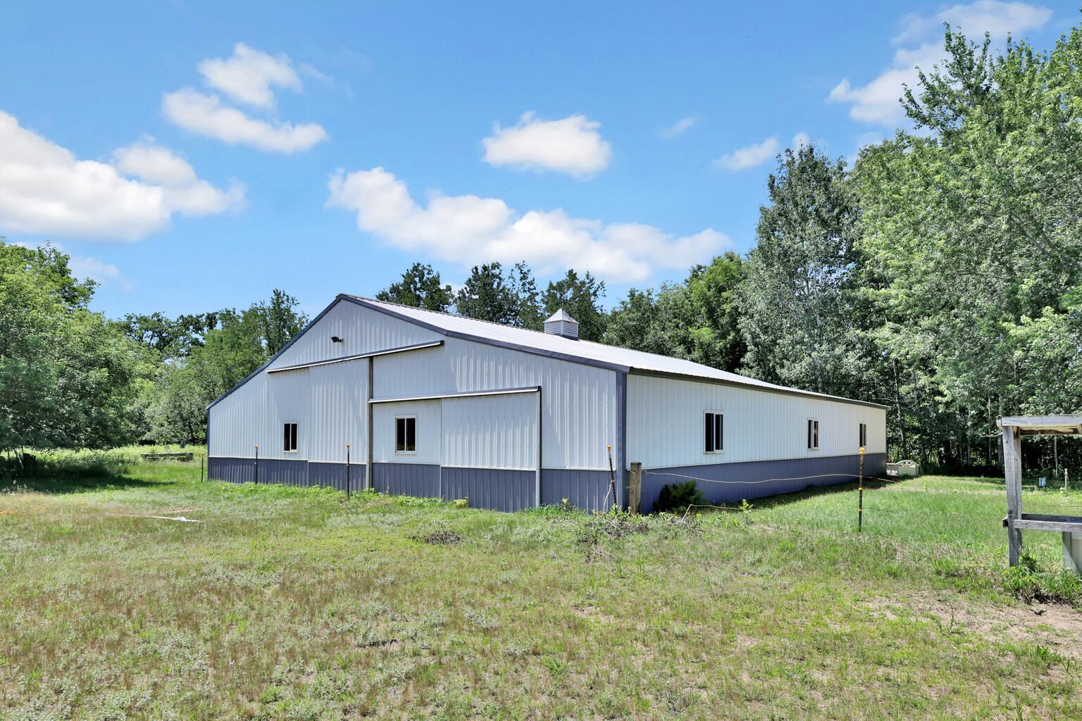 The property is 40 acres and includes a 50' x 52' pole barn.